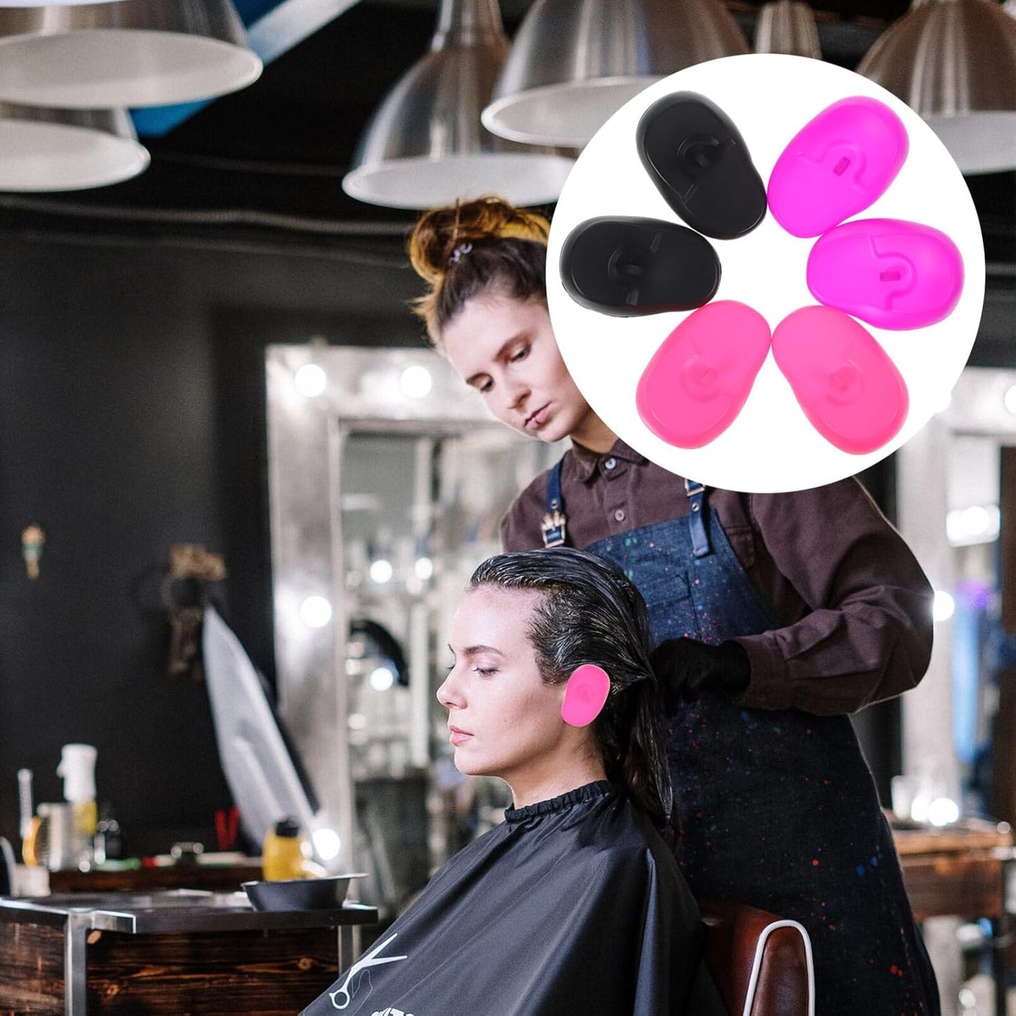 Hairdressing Ear Cover:3 Pairs Waterproof Silicone Earmuffs for Hair Dye, Flat Iron, Straightener, Hot Styling Tools - Heat Protection Cover