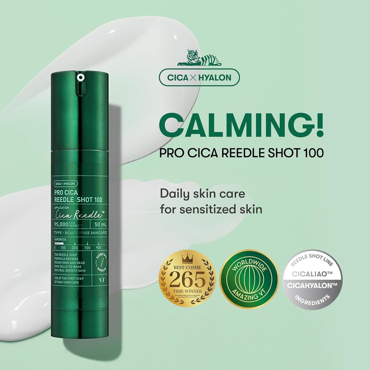 VT COSMETICS Pro Cica Reedle Shot 100, Centella Asiatica Microneedling Serum, Cica Exosome, Soothing, Hyaluronic Acid, Soft Skin, Glass Skin, Korean Skin Booster 1.69 Fl Oz.(50ml)