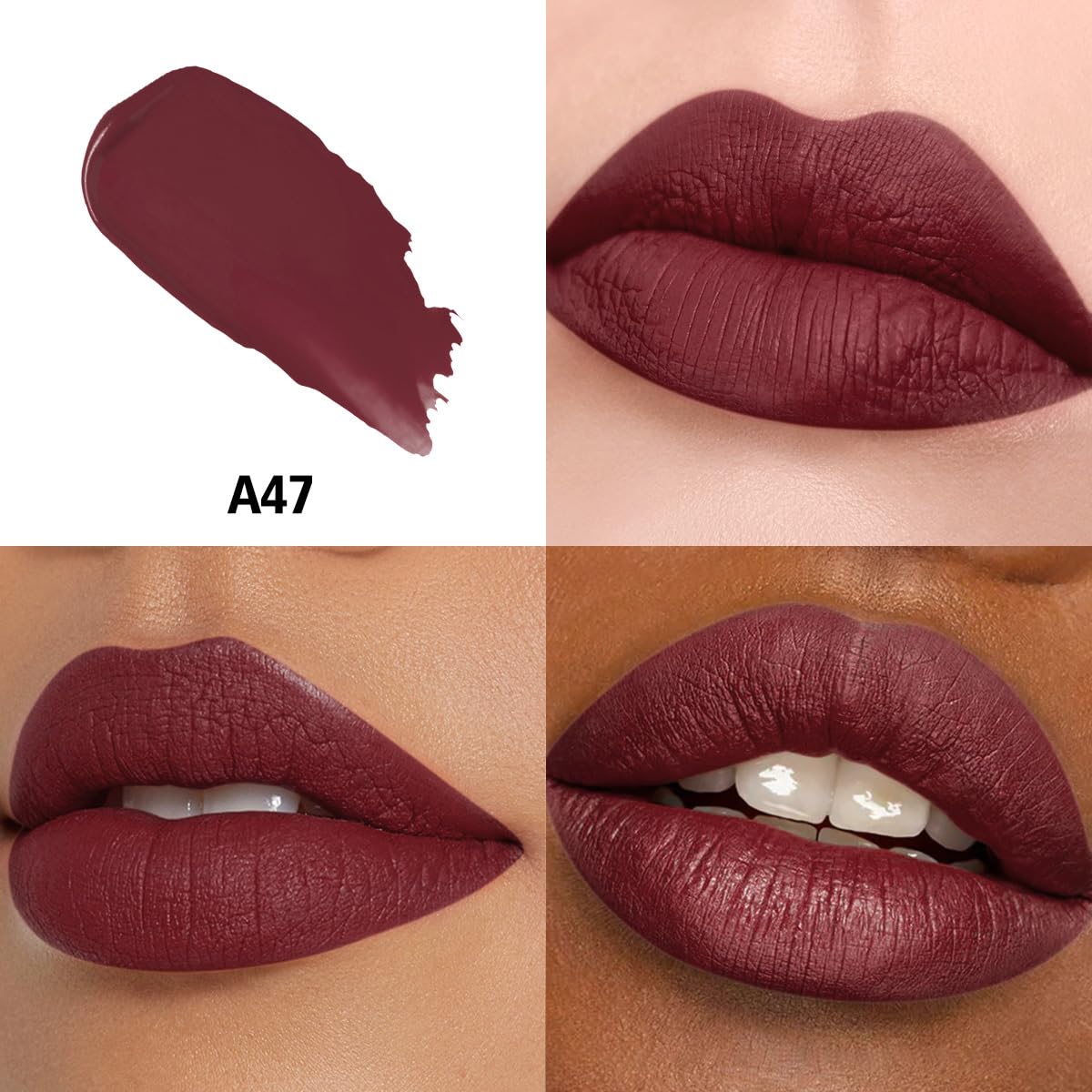 Dark Burgundy Long Lasting Lipsticks for Women Pigmented Smudgeproof Transferproof Vegan Cruelty Free Lip Makeup (A47 Flamingo, 1 Pack)