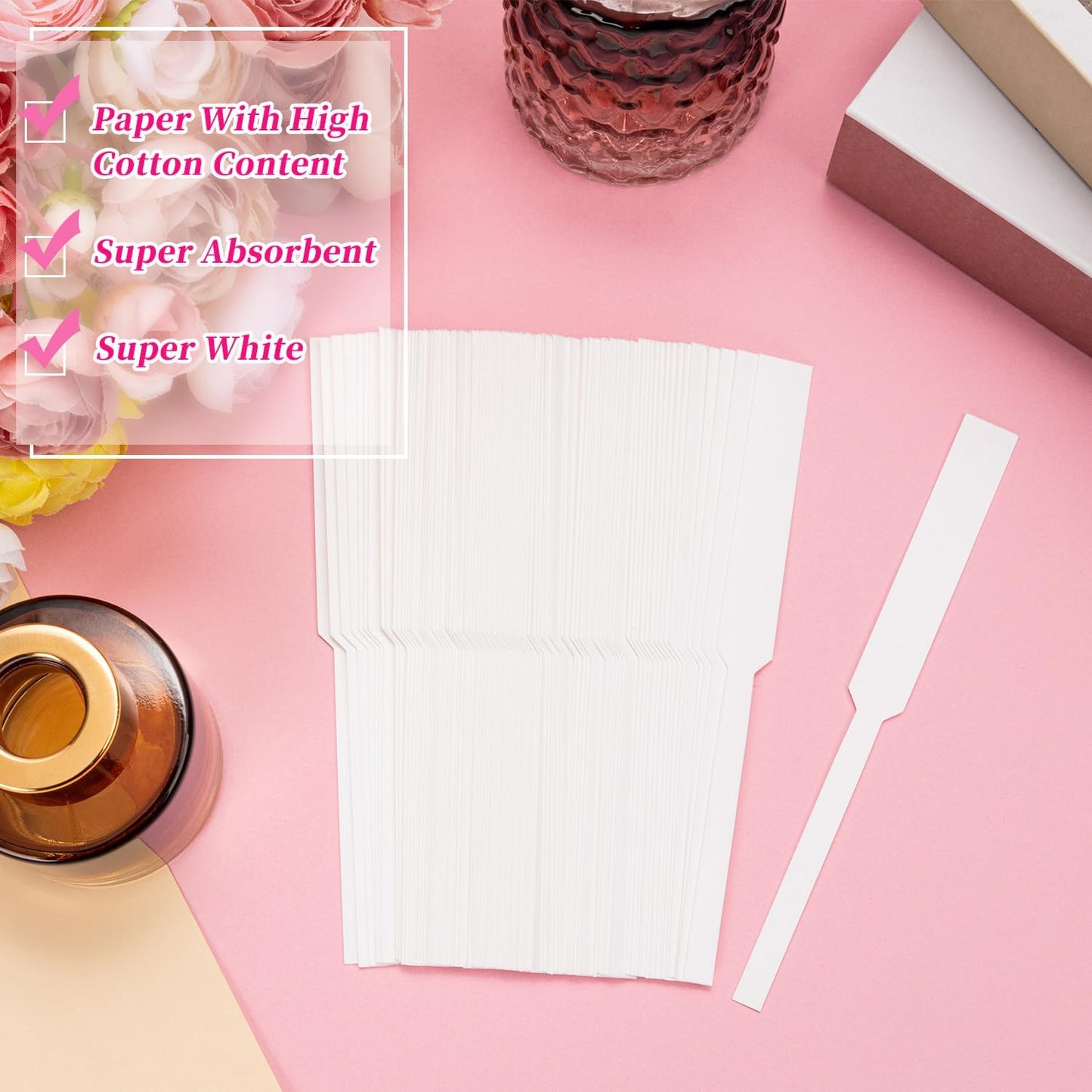 600Pcs Perfume Test Strips, Fragrance Paper Strips, White Blotter Strip for Diffuser Aromatherapy Testing Scents