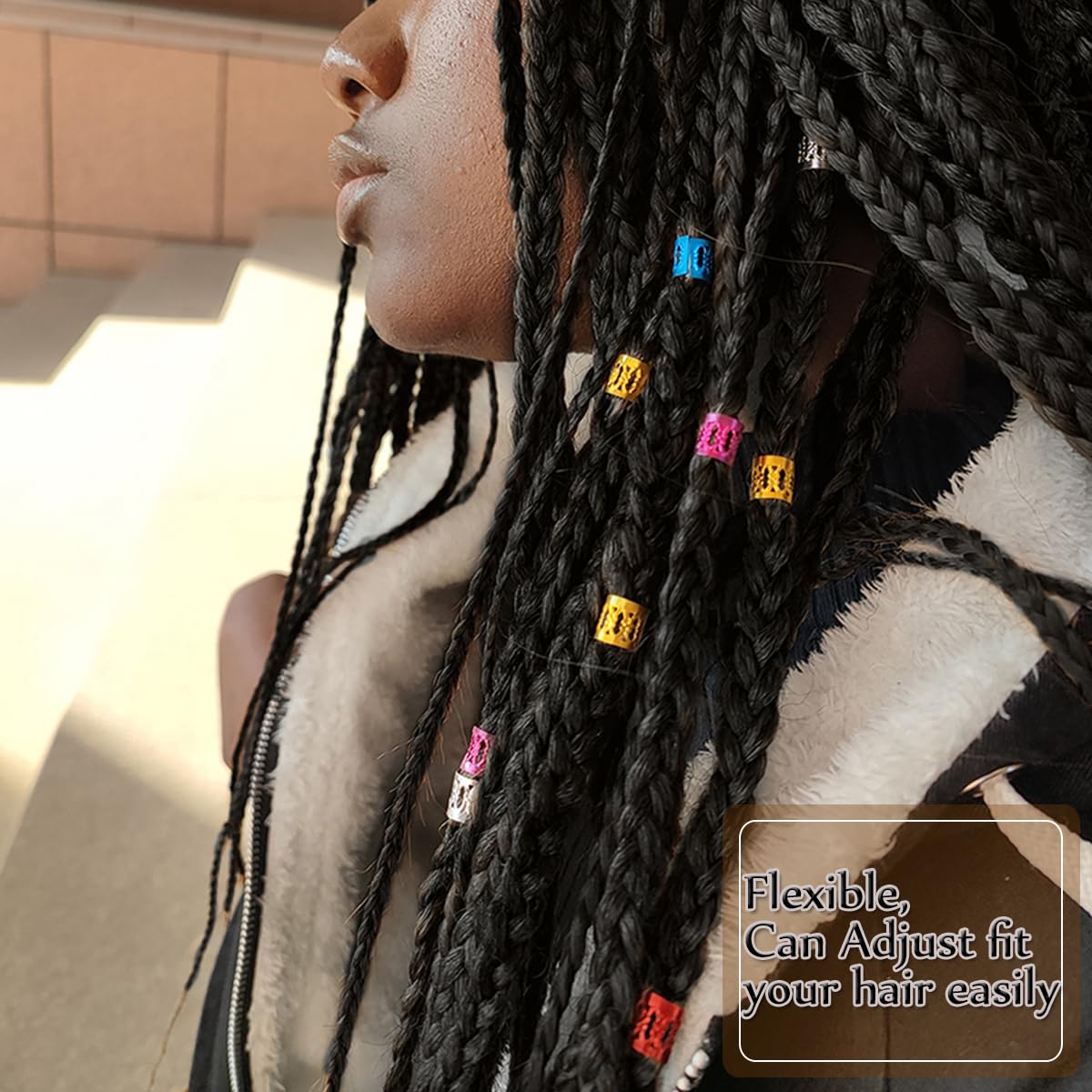 350PCS Hair Jewelry for Women Braids, DreadLock Beads Hair Decorations Aluminum Rings Clips Adjustable Metal Cuffs Braiding Hair Accessory By liliyab (Multi Color)