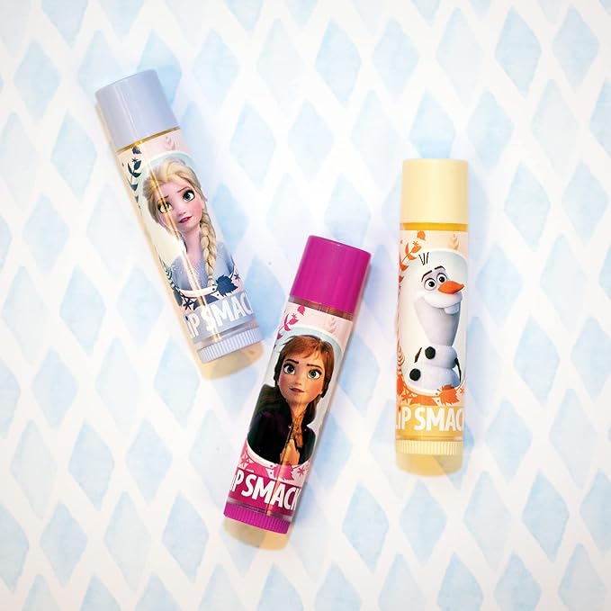 Lip Smackers Disney Frozen 2 Flavored Lip Balm Trio, Mythical Juniper, Vanilla Snow-it-all, Optimistic Berry, Set of 3, Clear, For Kids, Men, Women (Pack of 2)
