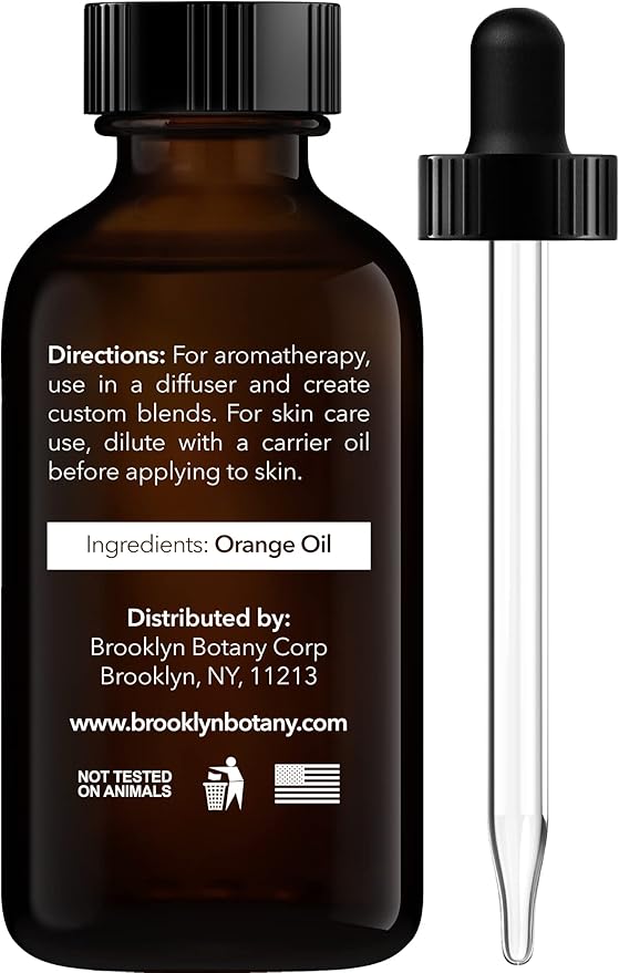 Brooklyn Botany Sweet Orange Essential Oil – 100% Pure and Natural – Premium Grade Oil with Dropper - for Aromatherapy and Diffuser - 1 Fl Oz