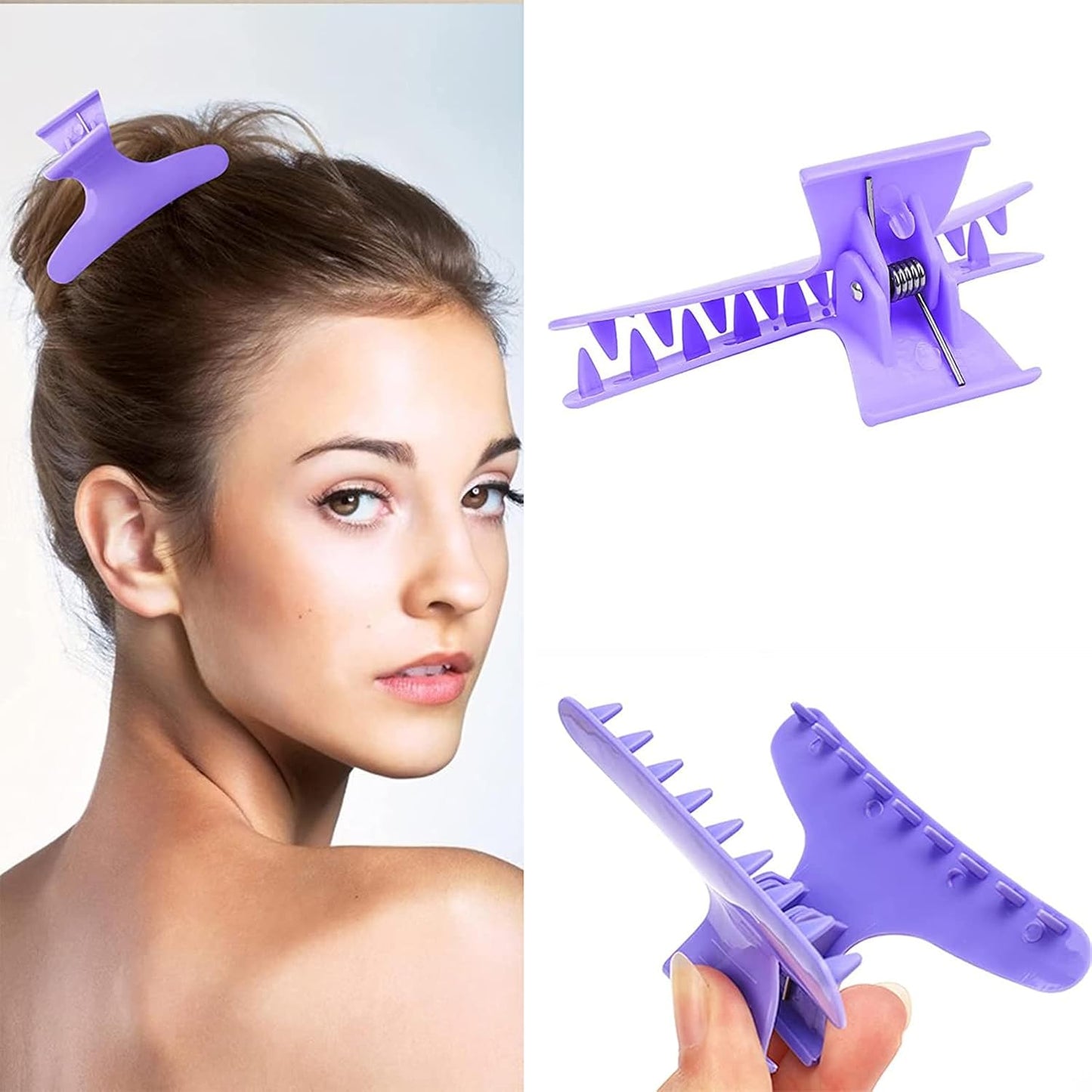 Ondder 24 Pcs Purple Butterfly Hair Clamps Clips Hair Claw Clips Salon Pro Section Clip for Styling, Sectioning, Cutting, Coloring Hair Clips Hairdressing Salon Tool Hair Accessories for Women Girls