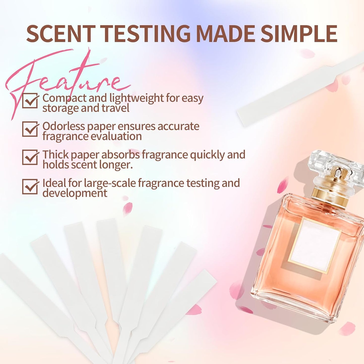 200PCS Perfume Tester Strips,Disposable White Perfume Paper Strips,Thick Disposable Fragrance Blotters for Perfume,Essential Oils Sampling,Aromatherapy Testing Scents