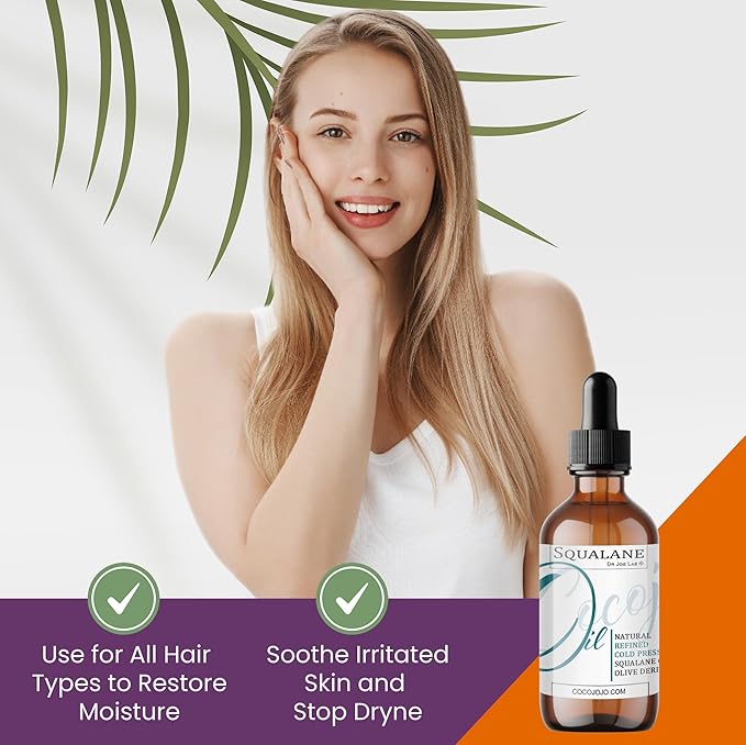Dr Joe Lab Squalane Oil Pure Plant Derived Refined Cold Pressed From Olives Vegan Undiluted Carrier Oil for Face Skin Hair Body Cosmetics Natural Cleanser Moisturizer (4 oz Glass & Dropper)