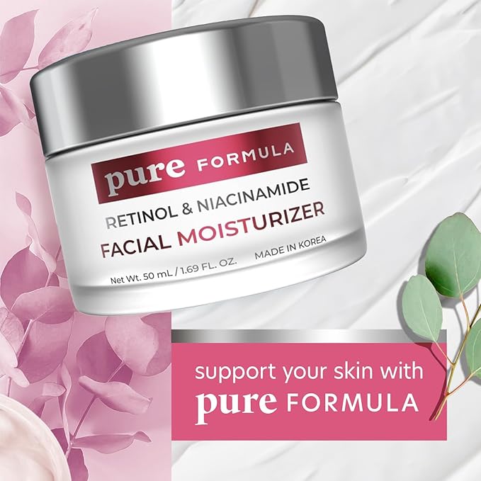 Retinol and Niacinamide Daily Face Moisturizer - Treats Acne & Hyperpigmentation, Brightening & Anti-aging Day Cream - Cruelty Free Korean Skin Care - All Skin Types - 1.69 Fl. oz/ 50ml