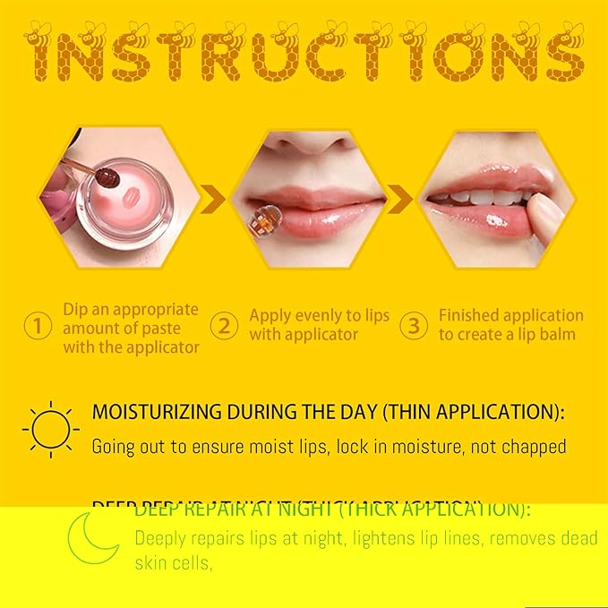 Honey Pot Lip Balm for Dry Cracked Lips - Strawberry Scrub Exfoliator & Moisturizer, Hydrating With Wand, Lip Sleeping Mask (4pcs)