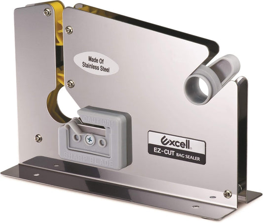 WOD ET-605K Stainless Steel Constructed, Produce Bag Sealers Taper Dispenser with Trimmer Blade - Ideal for Packaging Ice Bags, Ground Meats, & More: Fits Up to 1/2 inch Wide (Holds 3 inch Core)