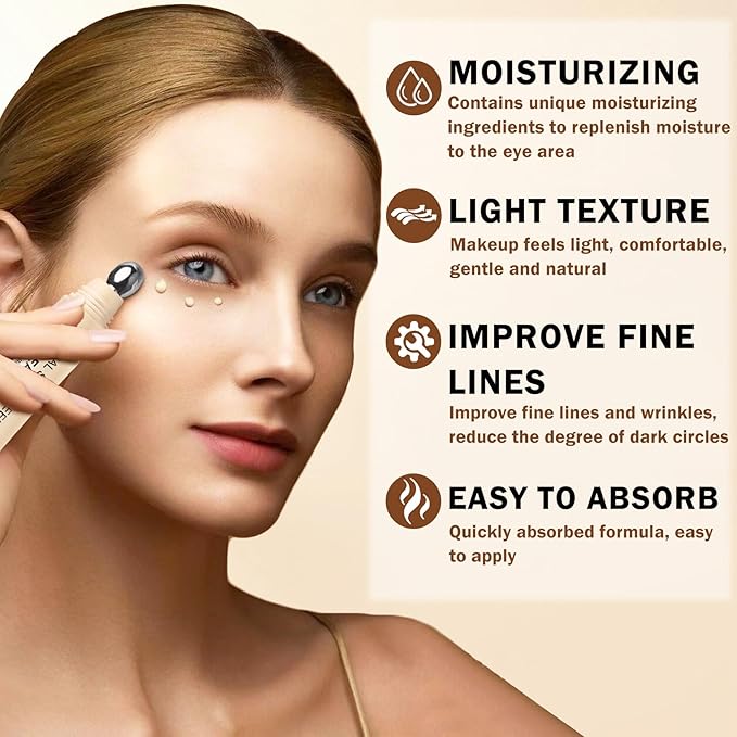 Mineral Sunscreen Eye Cream for Dark Circles,3-in-1 Under Eye Cream Anti Aging for Puffiness and Bags Under Eyes,Under Eye Corrector SPF 35（Medium）
