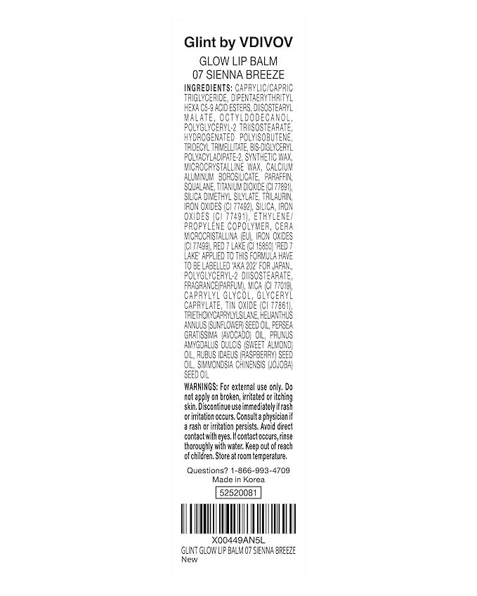 Glint Glow Lip Balm (Sienna Breeze, 0.1oz) - Moisturizing Stain Lipstick with Shine for Natural Lips, Tinted Treatment. Luxurious Korean Skin Care Makeup. Chapped, Dry, Cracked