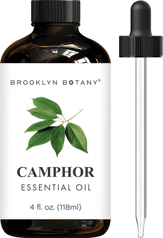 Brooklyn Botany Camphor Essential Oil - Huge 4 Fl Oz - 100% Pure and Natural - Premium Grade with Dropper - for Aromatherapy and Diffuser