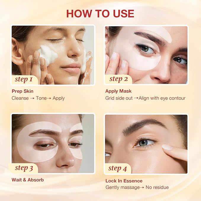 Under Eye Patches 360° Coverage, Eye Mask with Collagen Peptide, Retinol & Niacinamide, Eye Patches for Puffy Eyes and Dark Circles, Wrinkle Remover for Women, Individually Packaged 4 Pack