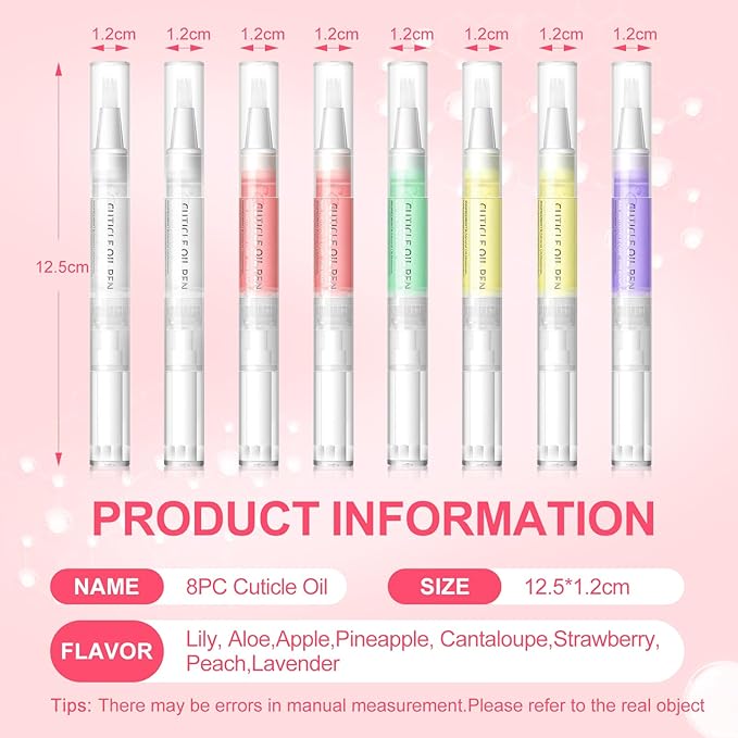 COSCELIA 8pcs Cuticle Oil for Nails Cuticle Oil Pen Bulk for Nail Care Gel Polish Softener and Strengthener Natural Moist Gel Nail Nourishment Treatment Manicure Tools DIY Gifts for Women