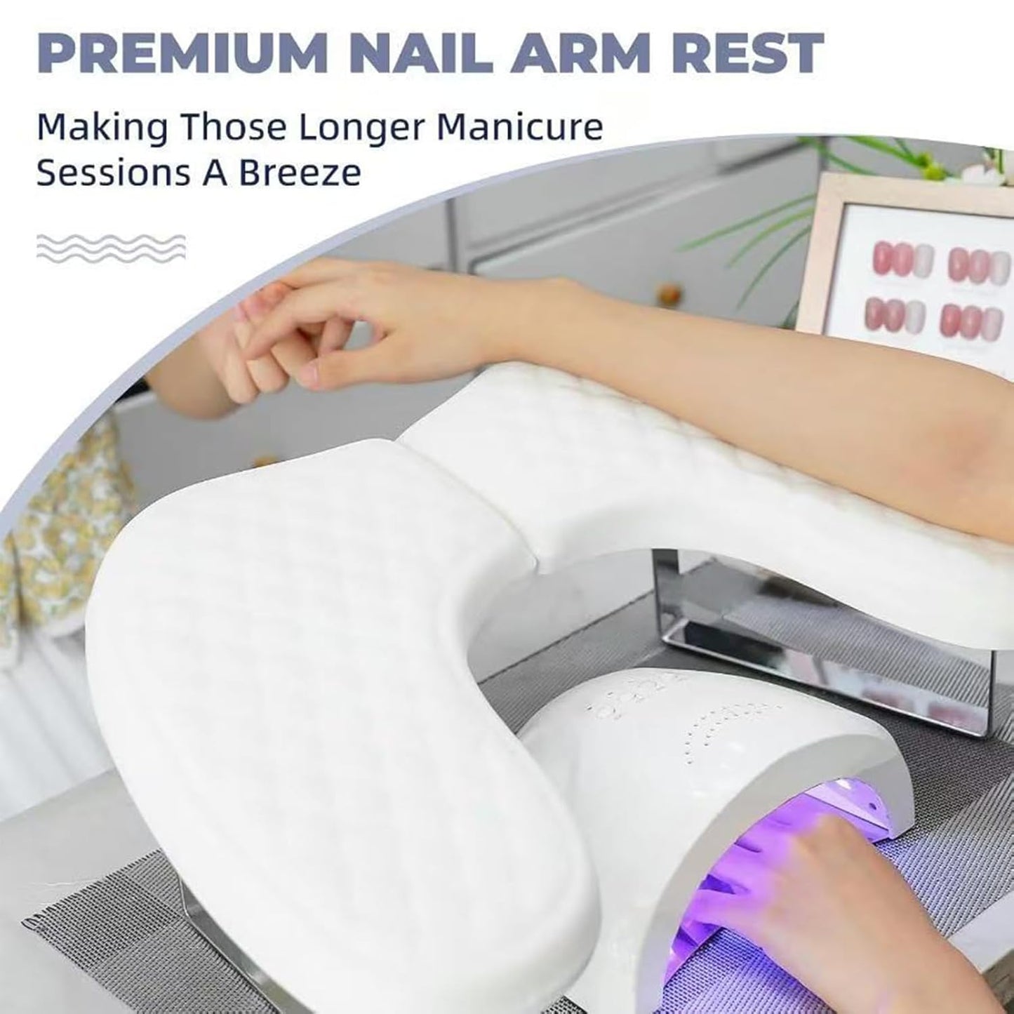 Arm Rest for Nails,U-shaped Manicure Nail Hand Rest Pillow Cushion,Foldable PU Leather Nail Tech Arm Rest for Nails Tech,Foot Hand Rest (White)