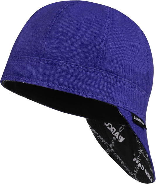 ARCCAPTAIN Reversible Welding Cap, 8 Panel Protective Welders Cap, 10 oz Fireproof Cotton Comforts for Safety and Protection While Welding to Men Women, Royal Blue, 8