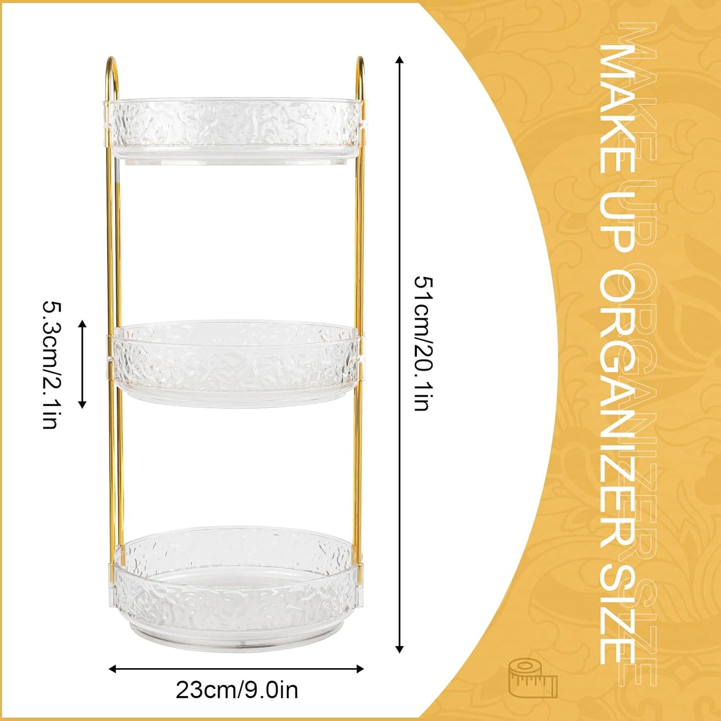 Fangoo 3 Tiers Clear Rotating Makeup Organizer for Vanity, 360 Spinning Skincare Organizers for Dresser Perfume Holder Large Skincare Make Up Storage Cosmetic Organizer for Bathroom Countertop