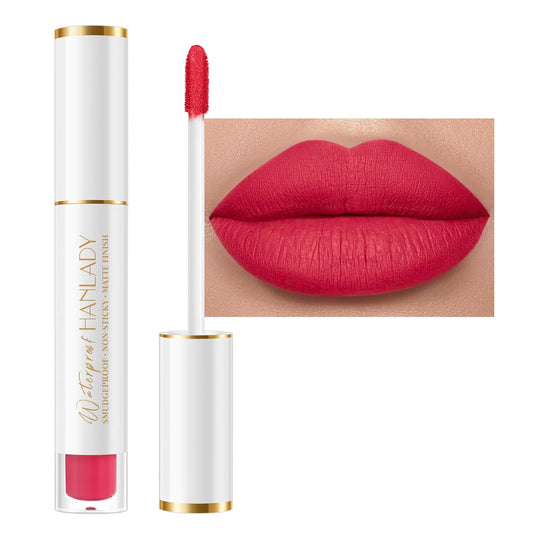 Bright Red Lipstick Long Lasting Lipsticks for Women Pigmented Smudgeproof Transferproof Vegan Cruelty Free Lip Makeup, A52 Enjoyful