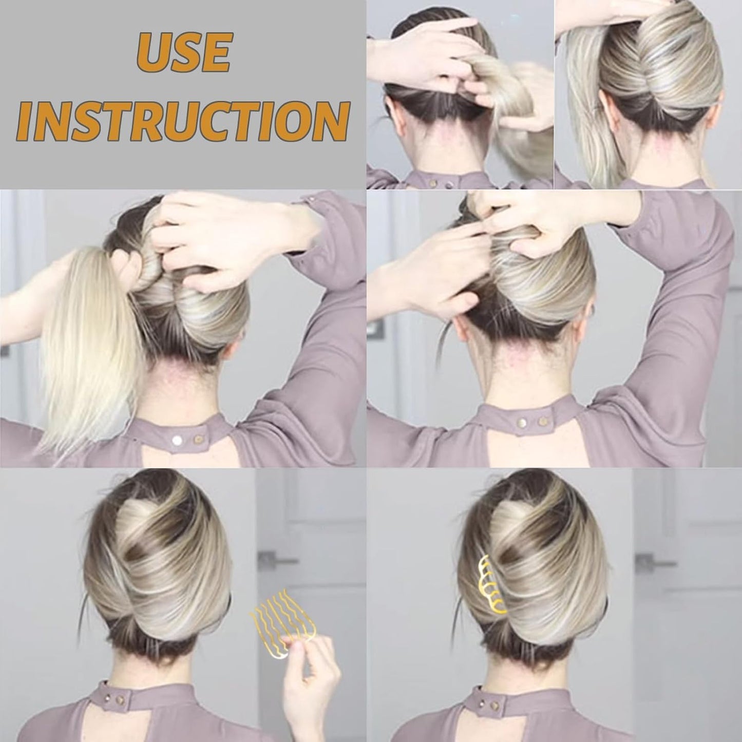 12 Pieces Hair Side Combs Metal Hair Fork Clip French Twist Comb Updo Hair Stick, U-Shape Teeth Styling Tools Messy Bun Maker Vintage Hairstyle Hair Pins Hair Accessories for Women and Girls