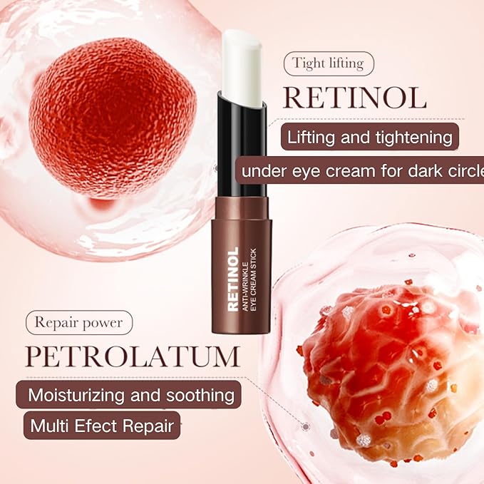 2PCS Retinol Eye Stick - Retinol Eye Cream Anti Aging - Under Eye Cream for Da rk Circles - Serum for Puffiness and Bags under Ey es - Skin moisturizer for Women Hydrates,Firms,Smooth（2pcs）