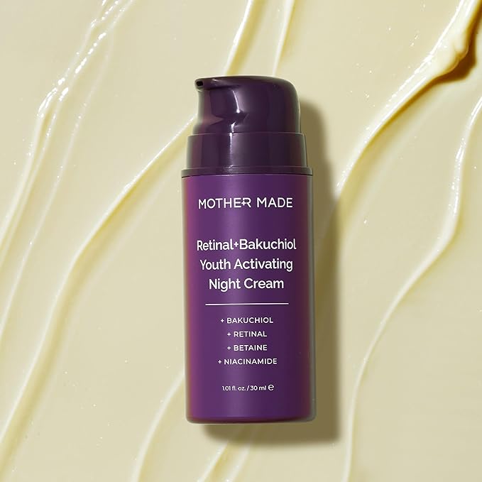 MOTHER MADE Retinol Bakuchiol Night Cream, 1 Fl Oz, Korean Retinal Face Cream to Firm Skin, Reduce Wrinkles, Fine Lines, Signs of Aging, Antiaging, Smoothing, Korean Skincare