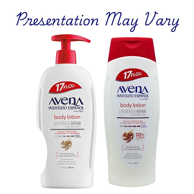 Instituto Español Avena Intense Repair Protection, Body Lotion for Sensitive Skin, Soothes the Skin, Intense Emollient, Soft and Glowing Skin, Dry Skin, 17 Fl Oz each, 2- Pack, Bottles