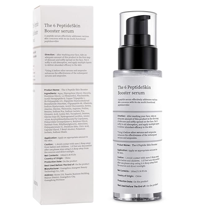 6X Peptide Skin Booster Toner Set, Peptide Boosting Facial Essence for Women, 1 Pcs Repairing Serum with Niacinamide & Hyaluronic Acid, Reduces Fine Lines & Wrinkles, Soothes Skin, Korean Skin Care