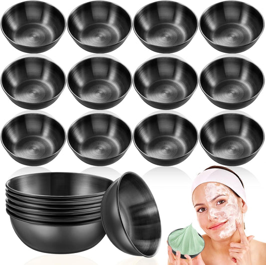 12 Pcs 3.23 In DIY Face Mask Mixing Bowl Stainless Steel Esthetician Facial Mask Bowl Facial Small Mixing Esthetician Supplies for Lady Women Skincare Home Salon Cosmetic Beauty (Black)