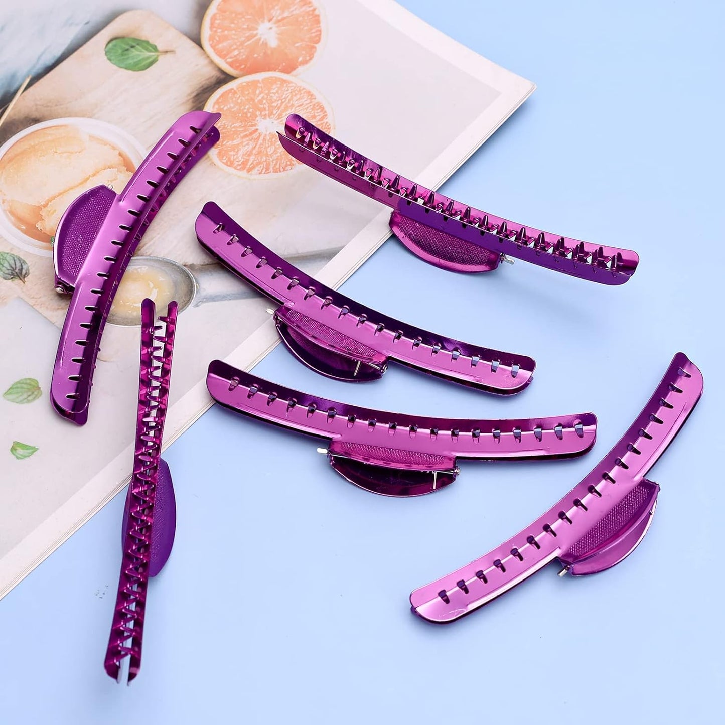 Vintage of Metal Finger Wave Hair Clips Clamps Aluminum Tip Finger Hair Clips Modeling Clamps Suitable for home and outdoor (12PCS Purple)