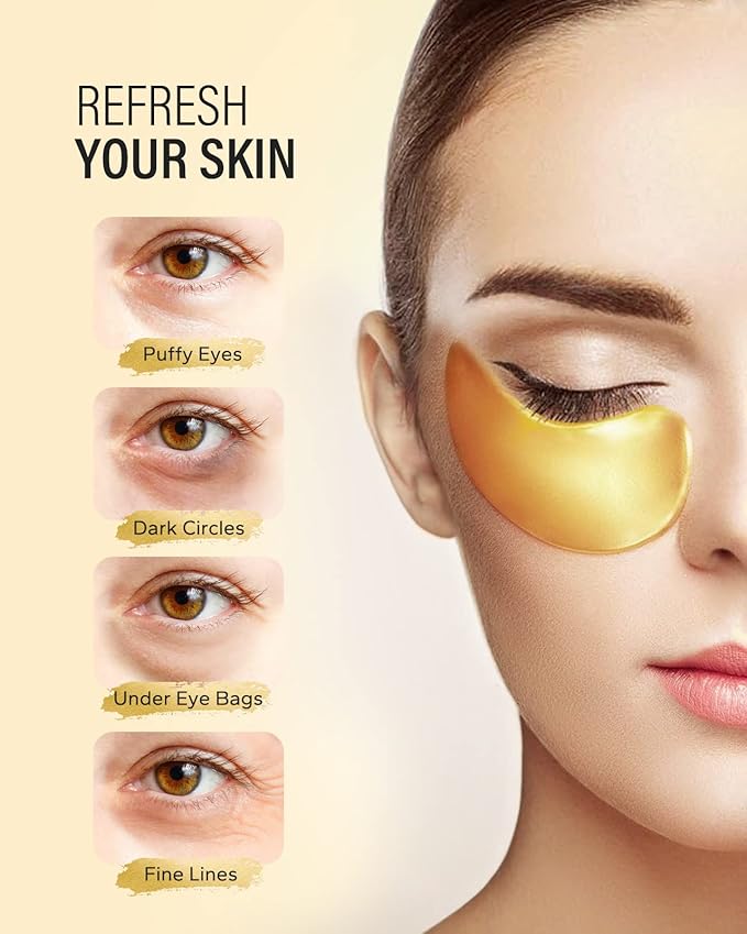 24K Gold Under Eye Patches (25 Pairs) & Q10 Anti-Wrinkle Night Cream, Pro-Retinol Face Moisturizer for Firming, Hydrating & Anti-Aging Skincare