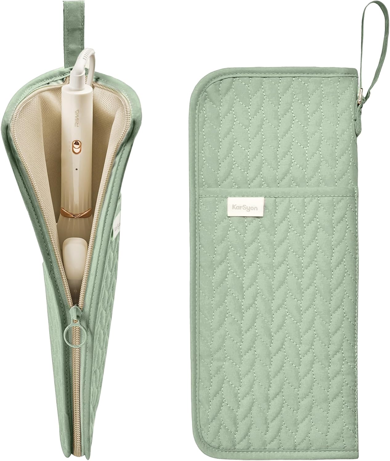 Hot Tools Organizer Heat Resistant Mat Case Hair Tools Holder Travel Bag Portable Hair Styling Tools Cover Pouch for Curling Iron,Flat Iron,Hair Straightener (Sage Green)