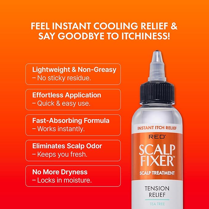 Red by Kiss Scalp Fixer Dry & Itchy Scalp Treatment Instant Cooling Sooth, Hydration & Buildup Control, Detoxify & Balance Healthy Hair (4 fl.oz, Tea Tree(Tension Relief))