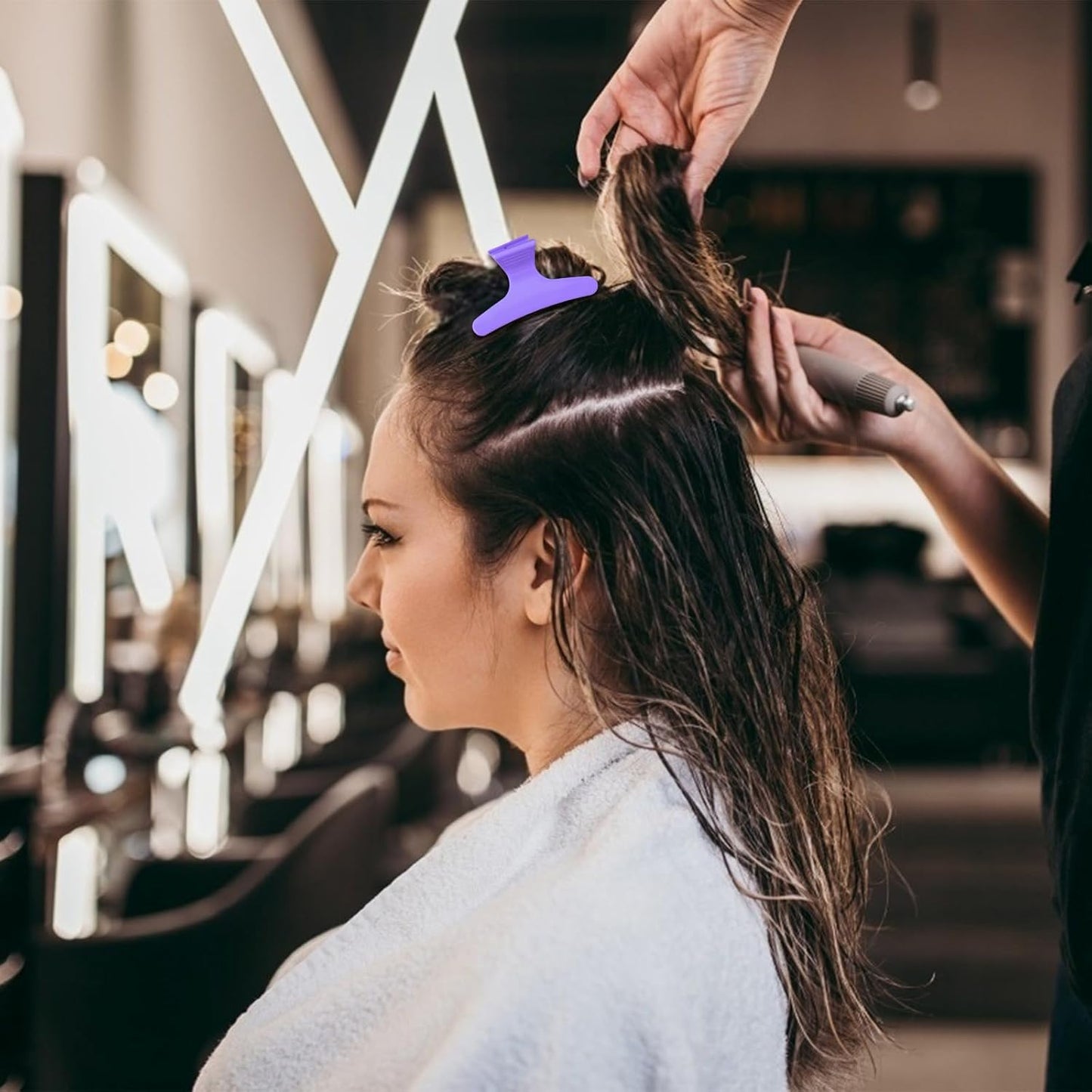 Ondder Pink Purple Butterfly Hair Claw Clips for Styling & Sectioning - Makeup Hair Accessories for Women & Girls