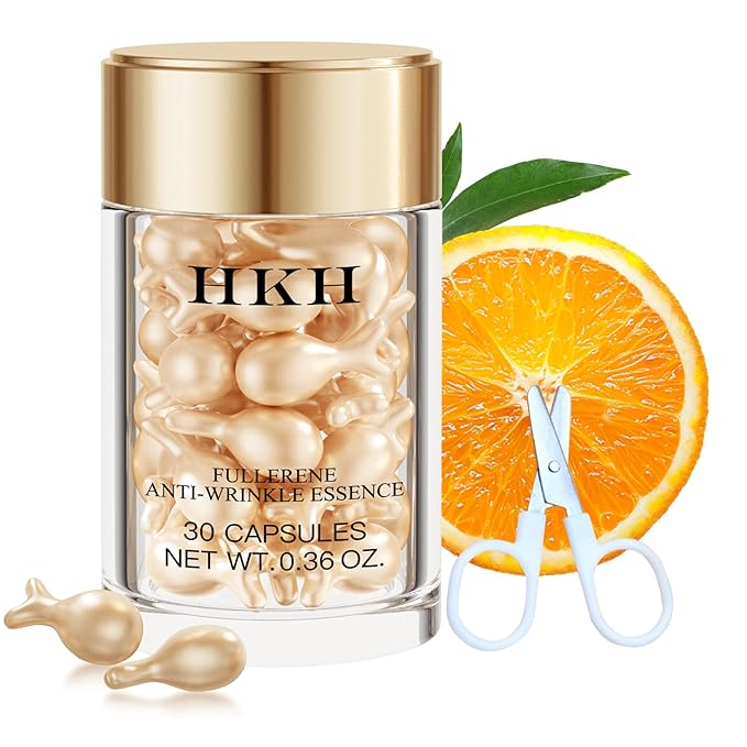 Vitamin C Serum For Face Anti-Wrinkle 30 Capsules With Scissors,Vitamin C Anti-Wrinkle Serum,Vitamin A Retinol Collagen Anti-Aging Night Serum For Women,Smooth,Hydrate,Firming Skin,Travel Portable