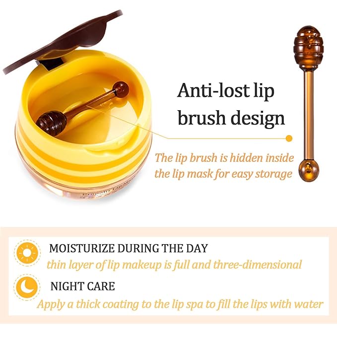 Honey Pot Propolis Lip Mask - 4 Pack (2 Honey + 2 Strawberry) Hydrating Moisturizer for Dry, Cracked Lips