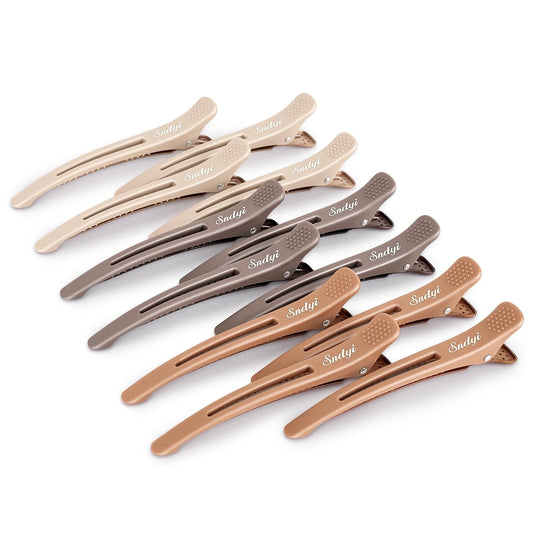Sndyi 12pcs Neutral Hair Clips for Styling Sectioning - Non Slip Duck Billed With Silicone Band, Roller Clips, Salon Cutting Clips for Hairdresser, Barber, Women, Men