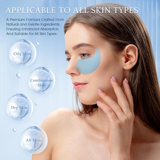 Under Eye Patches Masks - for Eye bags,Dark Circles,and Fine Lines,puffiness Smoothing Skin Care Treatment with Collagen and Hyaluronic Acid for Women and Men, (60 Pcs) Blue