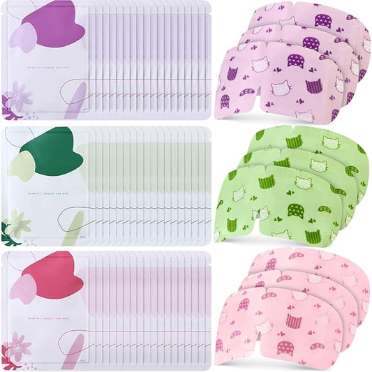 48 Pack Steam Eye Mask Disposable Self Heating Warm Compress for Dry Eyes, Unscented Lavender Rose Scented for Women Men Sleep Spa Travel Relaxing Gift
