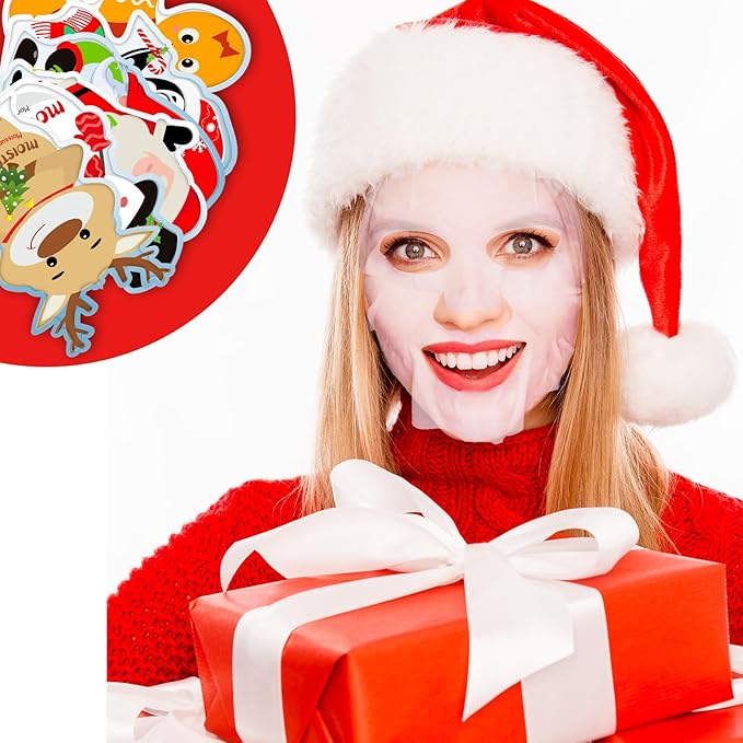 Timgle 24 Pcs Christmas Stocking Stuffers Bulk Facial Masks Skincare Face Sheet Masks Holiday Gifts for Women, Fragrance Hydrating Face Mask Spa Gifts Bulk for Coworker Adults Stocking Stuffer