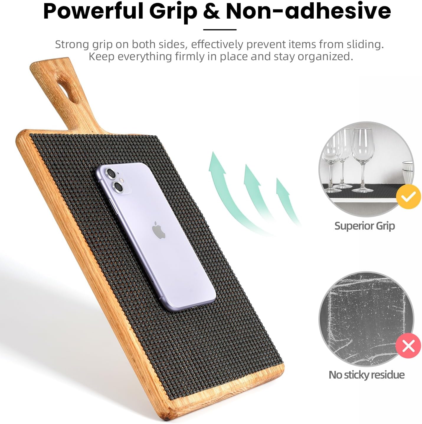 BAGAIL Drawer and Shelf Liner, 17.5 in X 10 Ft Non-Adhesive Shelf Liners for Kitchen Cabinets, Thick Strong Grip Liners for Desk, Shelves, Bathroom Drawers, Cabinet Protection - Charcoal