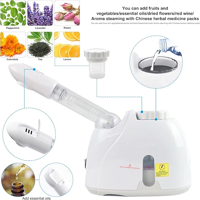 Facial Steamers with 360 Rotatable Sprayer, Face Steamer for Facial Deep Cleaning, Hot Mist Humidifier for Face Spa Sinuses Moisturizing, Home or Salon Use
