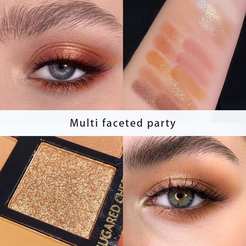 Sixteen Color Matte Shimmer Eyeshadow Makeup Palette, Nude Rose Red Brown Purple Coffee Yellow 16 Color Series, Daily Life & Prom Velvety Matte Glitter Finish Eye Makeup Looks,Vegan & Cruelty-Free 02