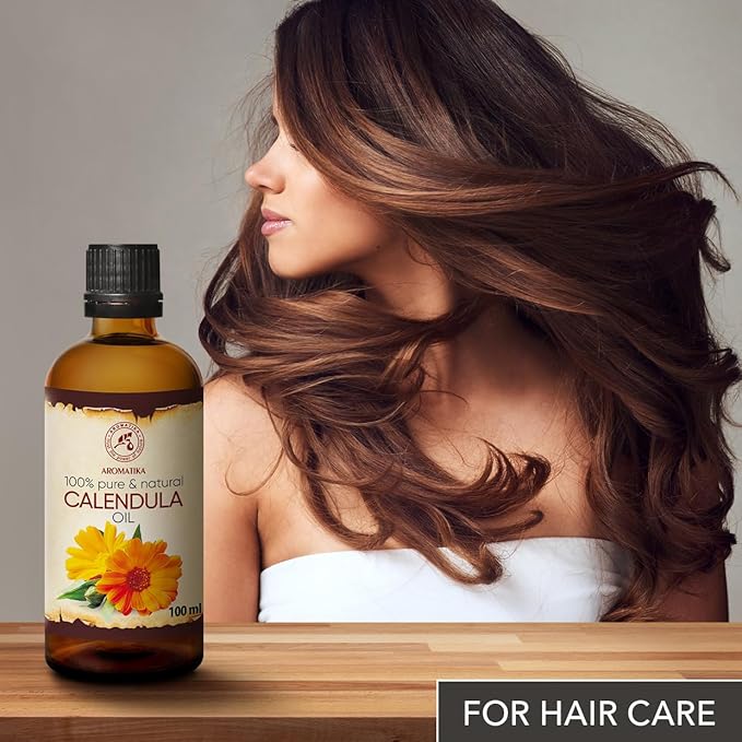 Calendula Oil 3.4 Fl Oz (100ml) - Calendula Officinalis Flower Extract – Infused - Almond Oil Base - 100% Pure & Natural - Marigold Oil – Benefits for Skin, Nails, Hair, Face, Body