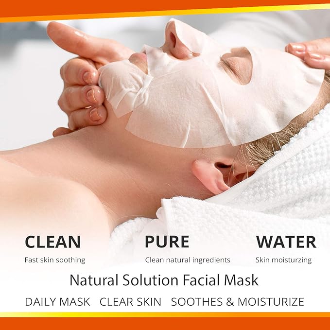 Natural Solution Cooling Luster Silk Facial Mask With Aloe & Tea Tree,Deep Pore Cleansing Face Mask,Instant Brightening and Hydrating - 10 PK