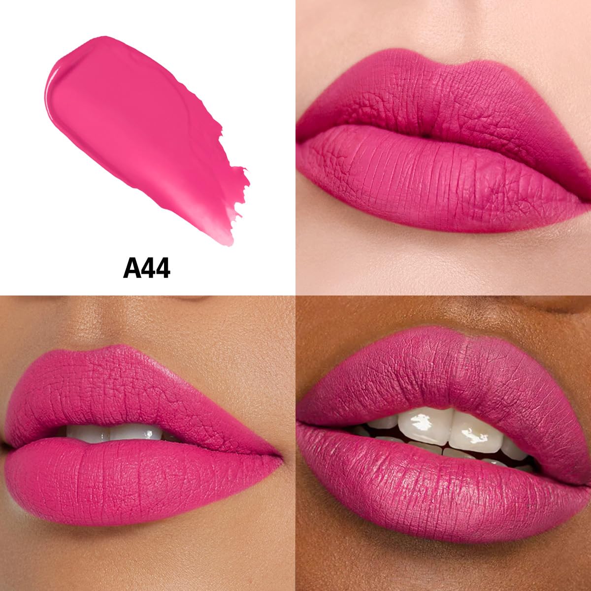 Bright Pink Lipstick Long Lasting Lipsticks for Women Pigmented Smudgeproof Transferproof Vegan Cruelty Free Lip Makeup, A44 Hate Wave