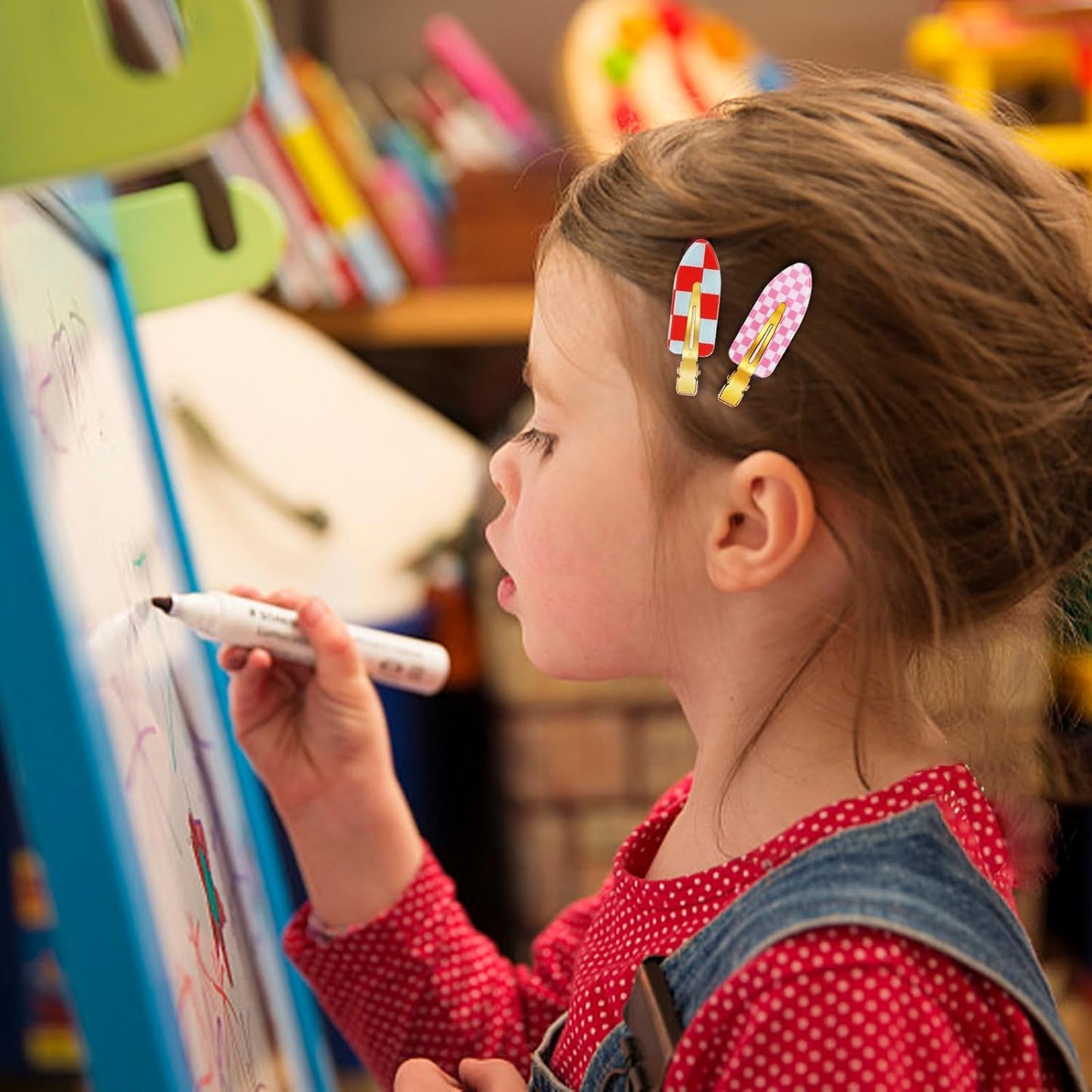 18PCS No Bend Hair Clips, Checkerboard No Crease Curl Pins, Acrylic Resin Flat Styling, Colorful Bang Seamless Duckbill Barrette for Makeup Hairstyle Accessories for Women Girls