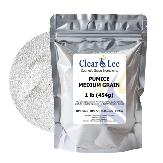 ClearLee Cosmetic Grade Pumice - 100% Pure Natural Grain/Powder - Great for Skin Exfoliation in DIY Soaps, Masks, Scrubs for Face, Body, Foot (1lb, Medium Grain)