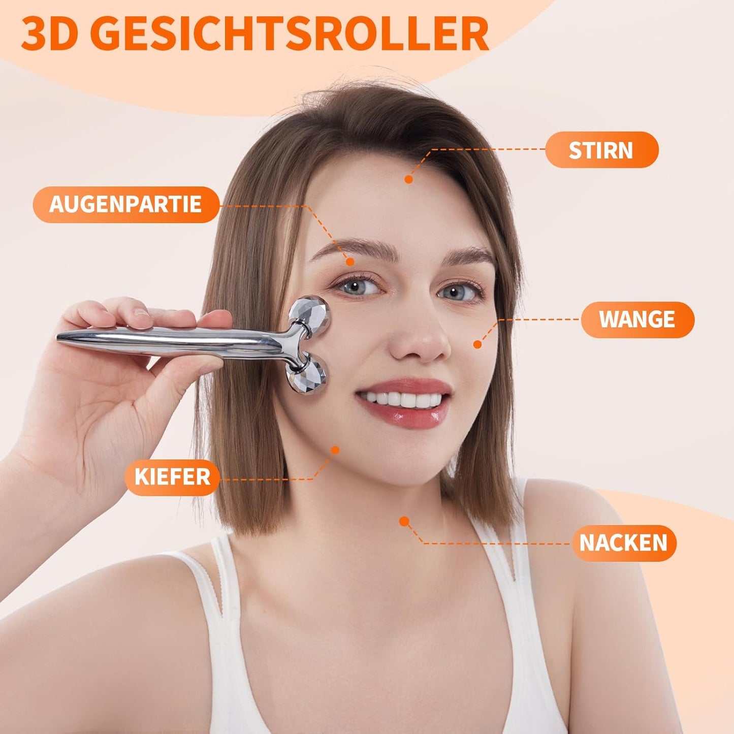 Metal Facial Roller Massager, 3D Cooling Face Massage Tool for Reduce Puffiness, Remove Eye Wrinkles, Face Lifting, Increase Firmness, Anti-Aging, Skin Tightening