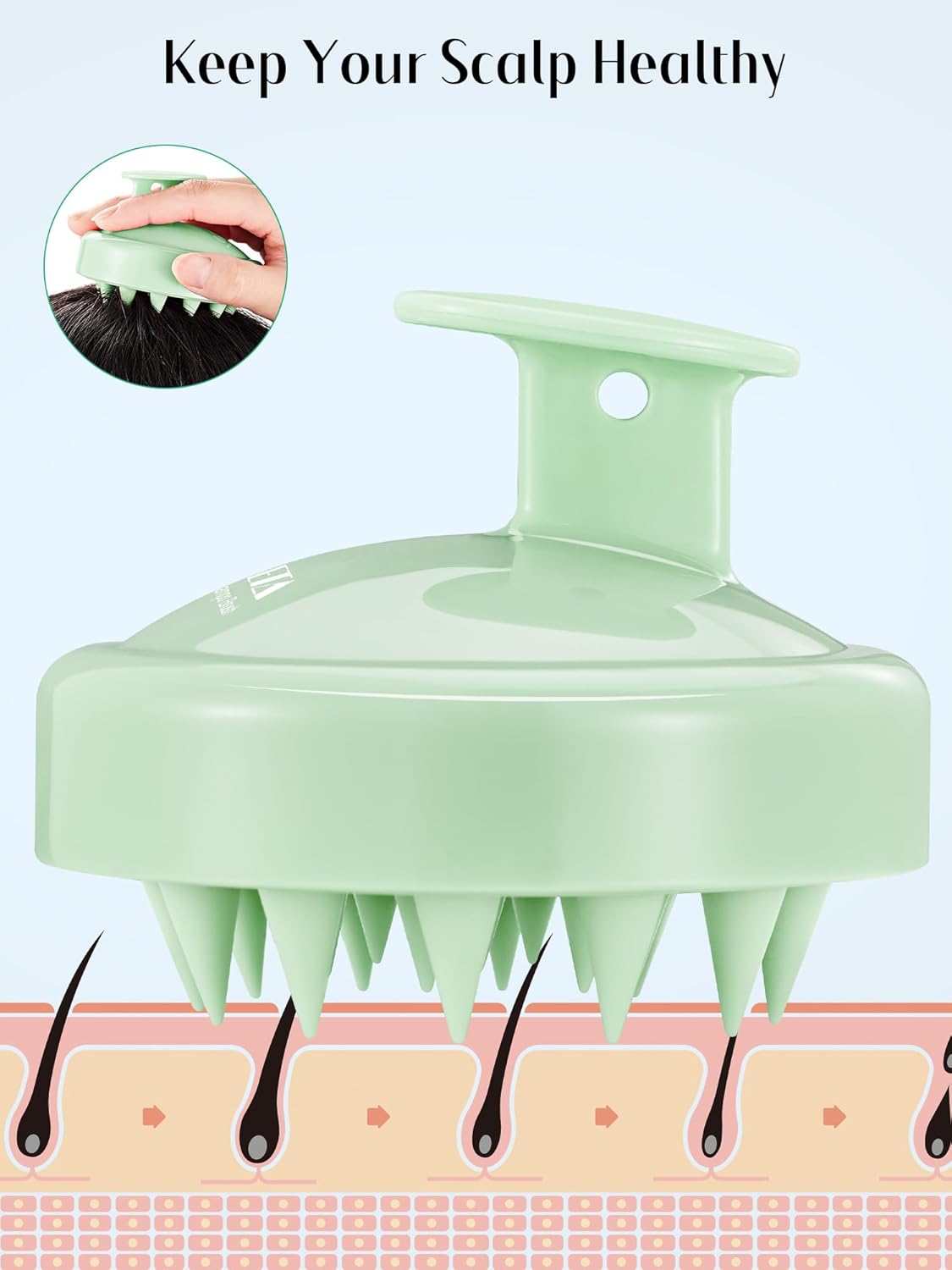 HEETA Scalp Massager Hair Growth 2-Pack, Soft Silicone Scalp Scrubber Shampoo Brush for Exfoliation Dandruff Removal Head Massage Stress Relax, Wet & Dry Use for Women Men Thick Thin Curly Hair Care