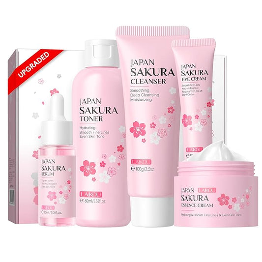 Skin Care Set, Skin Care Routine Kit for Women, Teen Face Care Kit Girls, Skincare Gift Set with Cleanser, Toner, Serum, Eye Cream, Face Cream 5pcs Mother's Day Christmas Birthday Daughter Wife